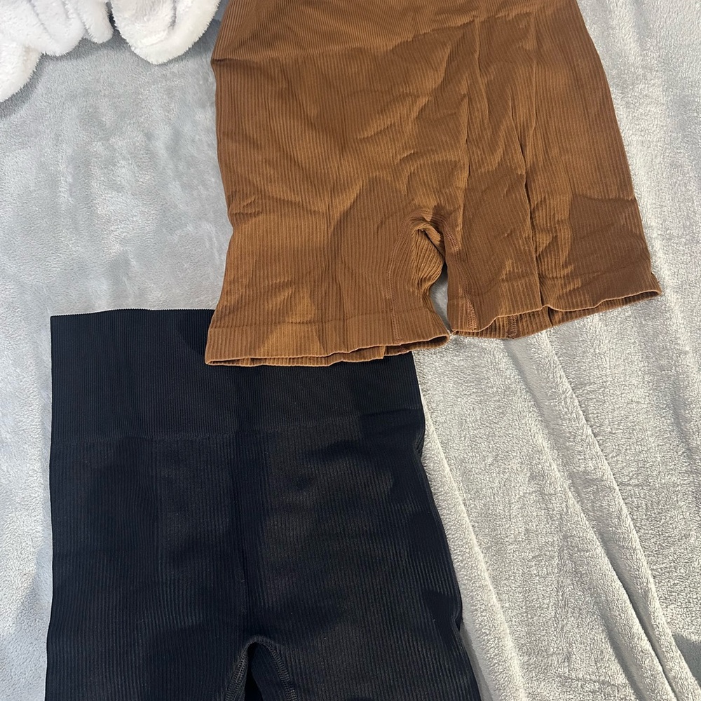 2 pair Amazon Essentials Women's Shorts - Black and Brown